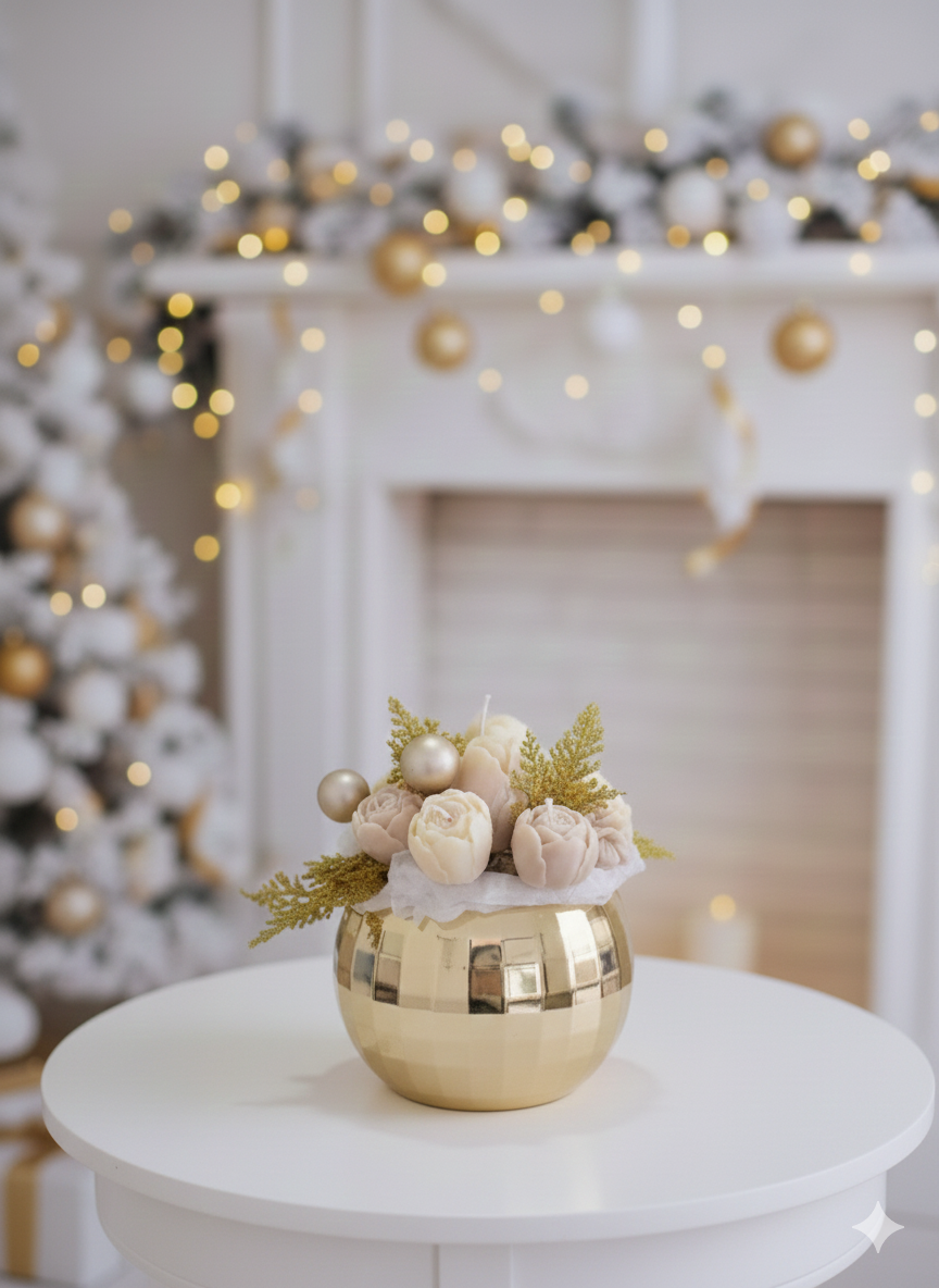 Bouquet en vase doré